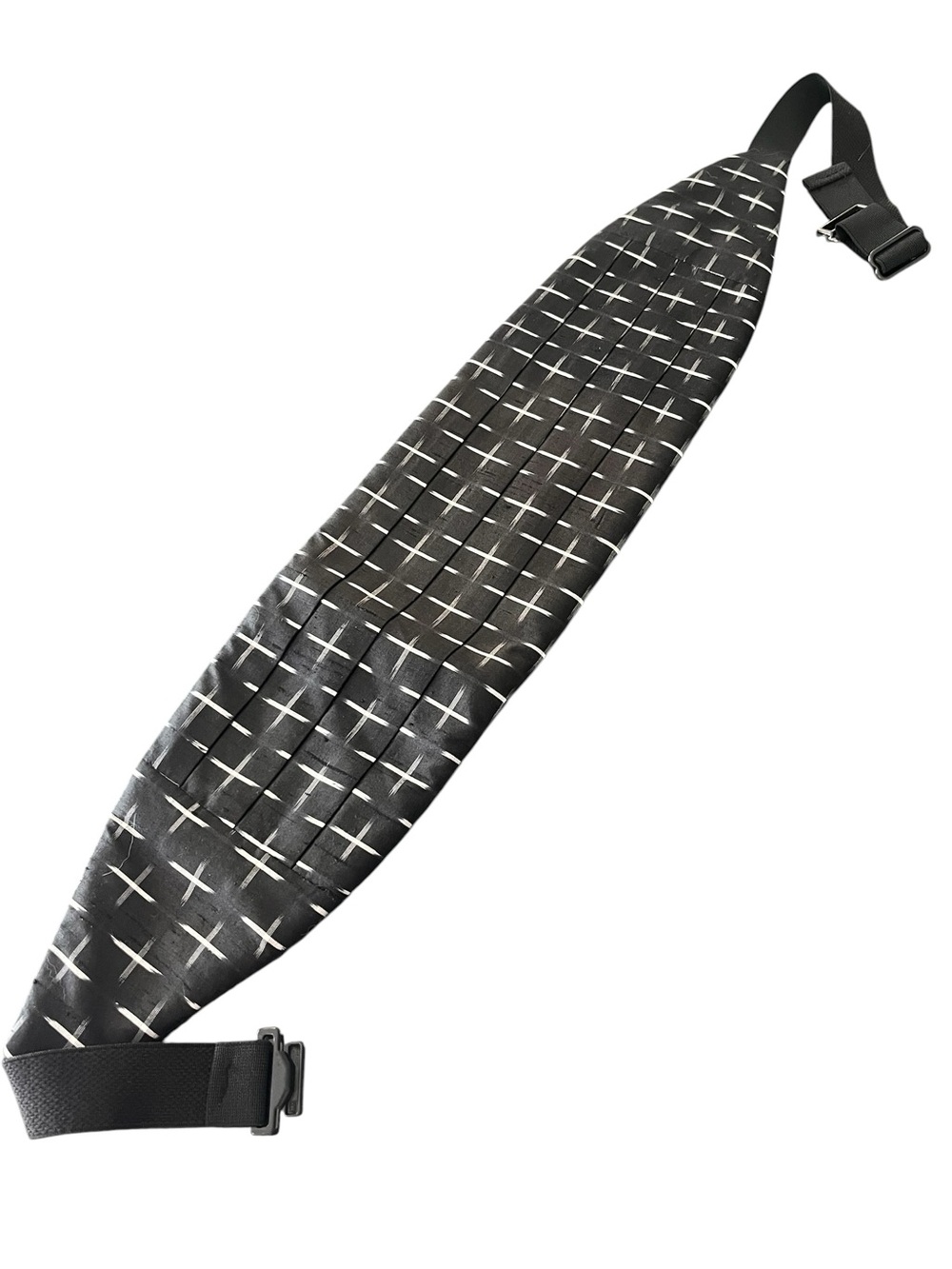 Lord West Black White Ikat Silk Cummerbund One Size